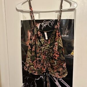 Xhilaration Black and Pink Floral Top